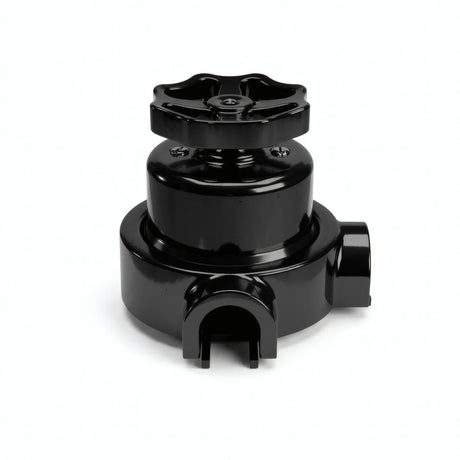 Kit conmutador de porcelana con botón y base — Negro / Negro / 2 salidas