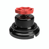 Kit conmutador de porcelana con botón y base — Negro / Rojo / Plana Ø 100 mm