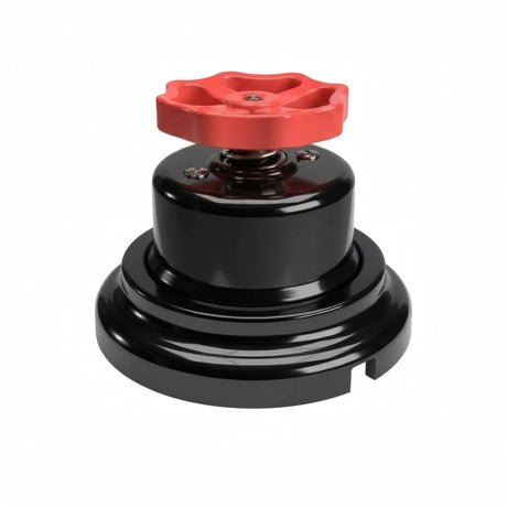 Kit conmutador de porcelana con botón y base — Negro / Rojo / Plana Ø 100 mm