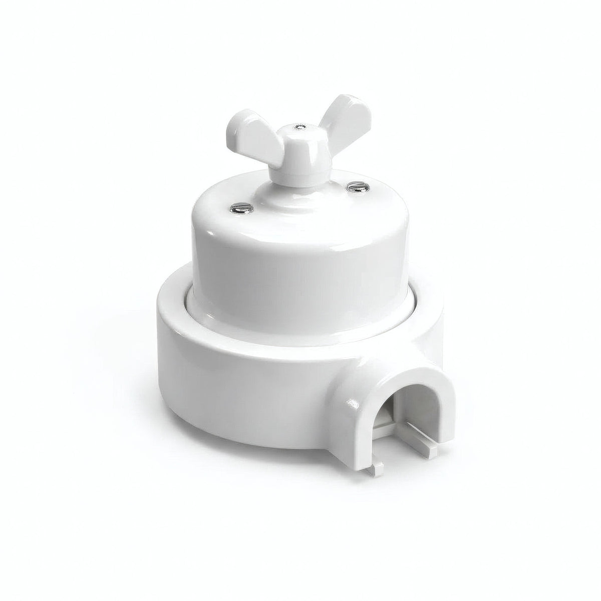 Kit conmutador de porcelana con tuerca de mariposa y base — Blanco / Blanco / 1 salida