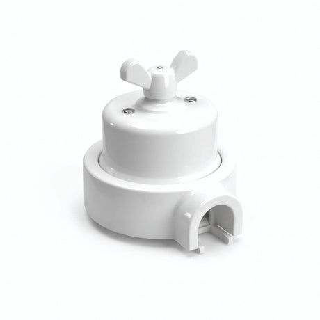 Kit conmutador de porcelana con tuerca de mariposa y base — Blanco / Blanco / 1 salida