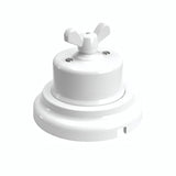 Kit conmutador de porcelana con tuerca de mariposa y base — Blanco / Blanco / Plana Ø 100 mm