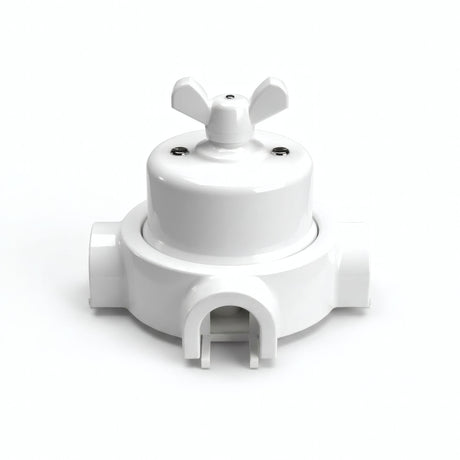 Kit conmutador de porcelana con tuerca de mariposa y base — Blanco / Blanco / 3 salidas