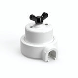 Kit conmutador de porcelana con tuerca de mariposa y base — Blanco / Negro / 1 salida