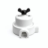 Kit conmutador de porcelana con tuerca de mariposa y base — Blanco / Negro / 2 salidas