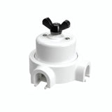 Kit conmutador de porcelana con tuerca de mariposa y base — Blanco / Negro / 2 salidas