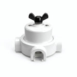 Kit conmutador de porcelana con tuerca de mariposa y base — Blanco / Negro / 3 salidas
