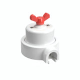 Kit conmutador de porcelana con tuerca de mariposa y base — Blanco / Rojo / 1 salida