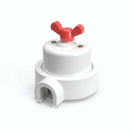 Kit conmutador de porcelana con tuerca de mariposa y base — Blanco / Rojo / 1 salida