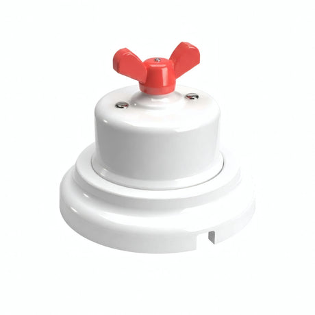 Kit conmutador de porcelana con tuerca de mariposa y base — Blanco / Rojo / Plana Ø 100 mm
