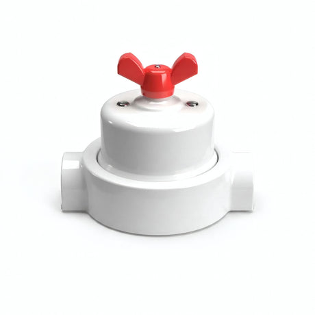 Kit conmutador de porcelana con tuerca de mariposa y base — Blanco / Rojo / 2 salidas en línea
