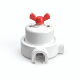 Kit conmutador de porcelana con tuerca de mariposa y base — Blanco / Rojo / 2 salidas