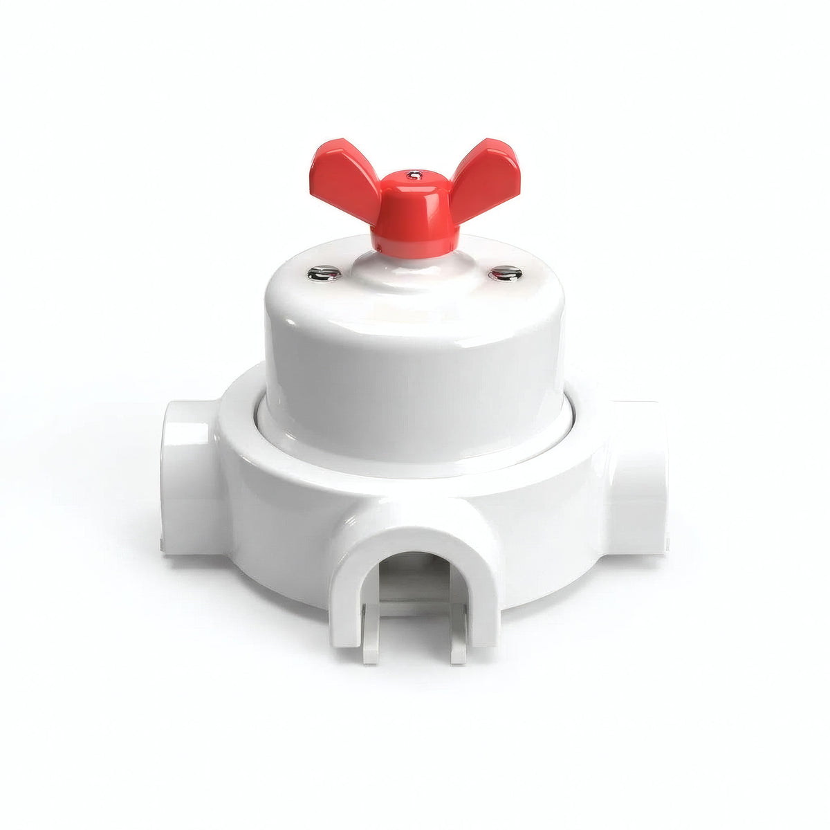 Kit conmutador de porcelana con tuerca de mariposa y base — Blanco / Rojo / 3 salidas