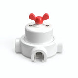 Kit conmutador de porcelana con tuerca de mariposa y base — Blanco / Rojo / 3 salidas