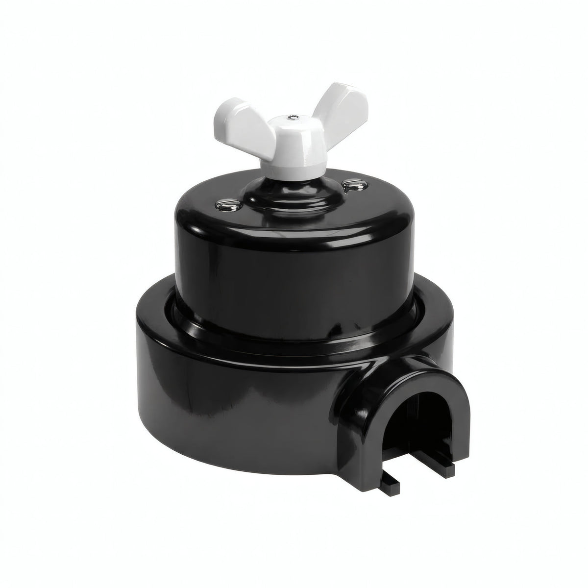 Kit conmutador de porcelana con tuerca de mariposa y base — Negro / Blanco / 1 salida