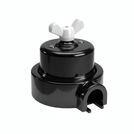 Kit conmutador de porcelana con tuerca de mariposa y base — Negro / Blanco / 1 salida