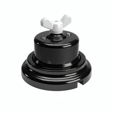 Kit conmutador de porcelana con tuerca de mariposa y base — Negro / Blanco / Plana Ø 100 mm