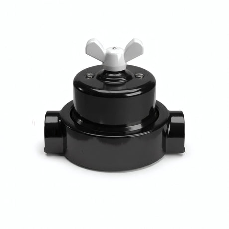 Kit conmutador de porcelana con tuerca de mariposa y base — Negro / Blanco / 2 salidas en línea
