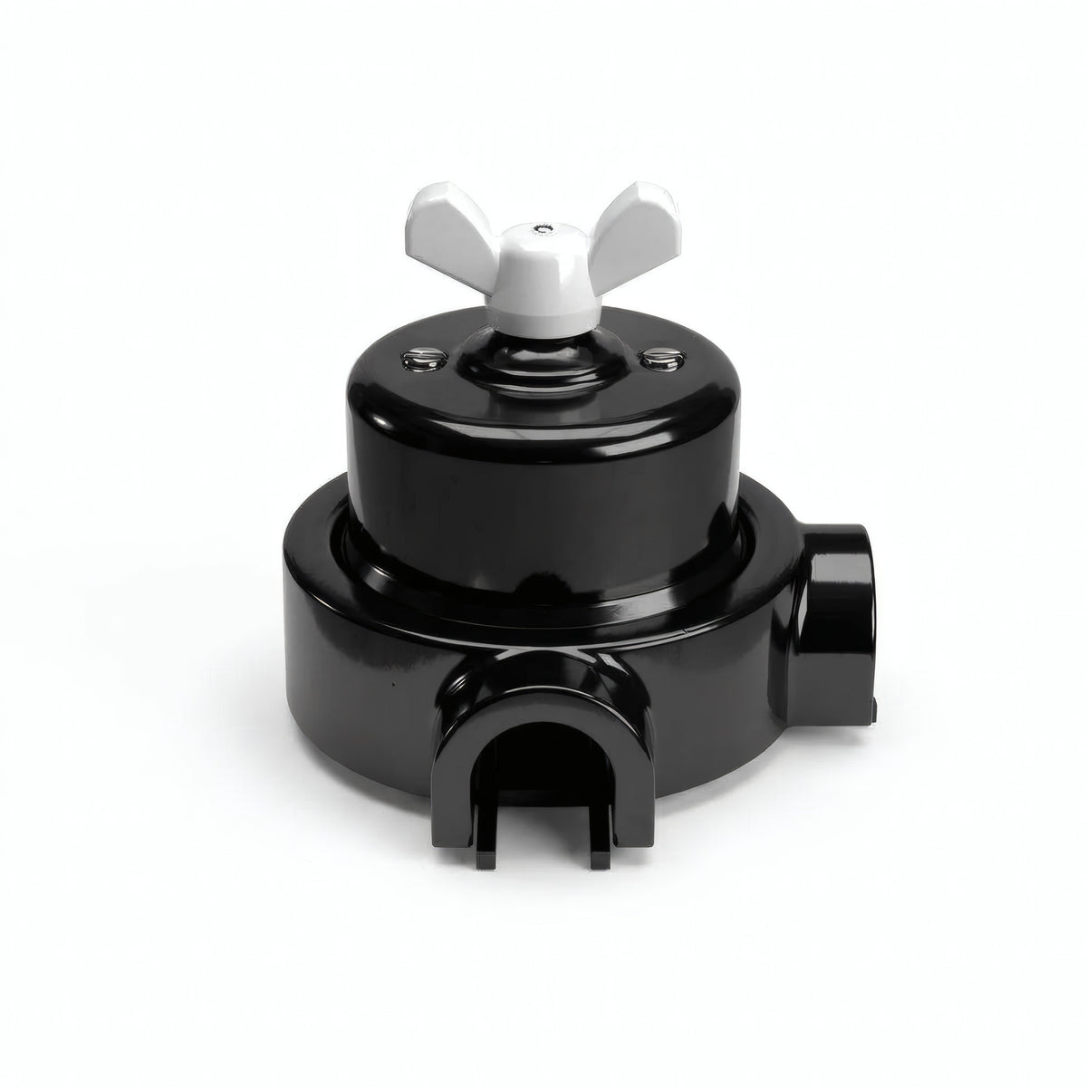 Kit conmutador de porcelana con tuerca de mariposa y base — Negro / Blanco / 2 salidas