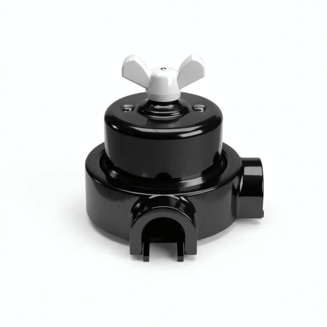 Kit conmutador de porcelana con tuerca de mariposa y base — Negro / Blanco / 2 salidas