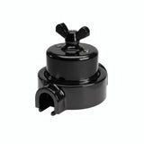 Kit conmutador de porcelana con tuerca de mariposa y base — Negro / Negro / 1 salida