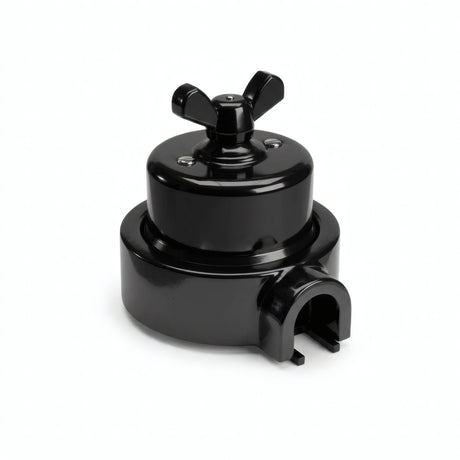 Kit conmutador de porcelana con tuerca de mariposa y base — Negro / Negro / 1 salida