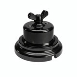 Kit conmutador de porcelana con tuerca de mariposa y base — Negro / Negro / Plana Ø 100 mm