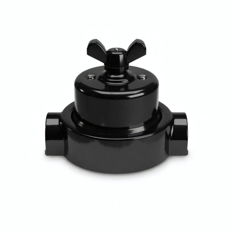 Kit conmutador de porcelana con tuerca de mariposa y base — Negro / Negro / 2 salidas en línea