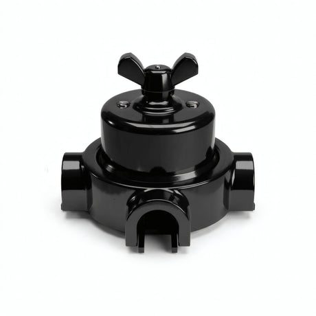 Kit conmutador de porcelana con tuerca de mariposa y base — Negro / Negro / 3 salidas