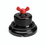 Kit conmutador de porcelana con tuerca de mariposa y base — Negro / Rojo / Plana Ø 100 mm