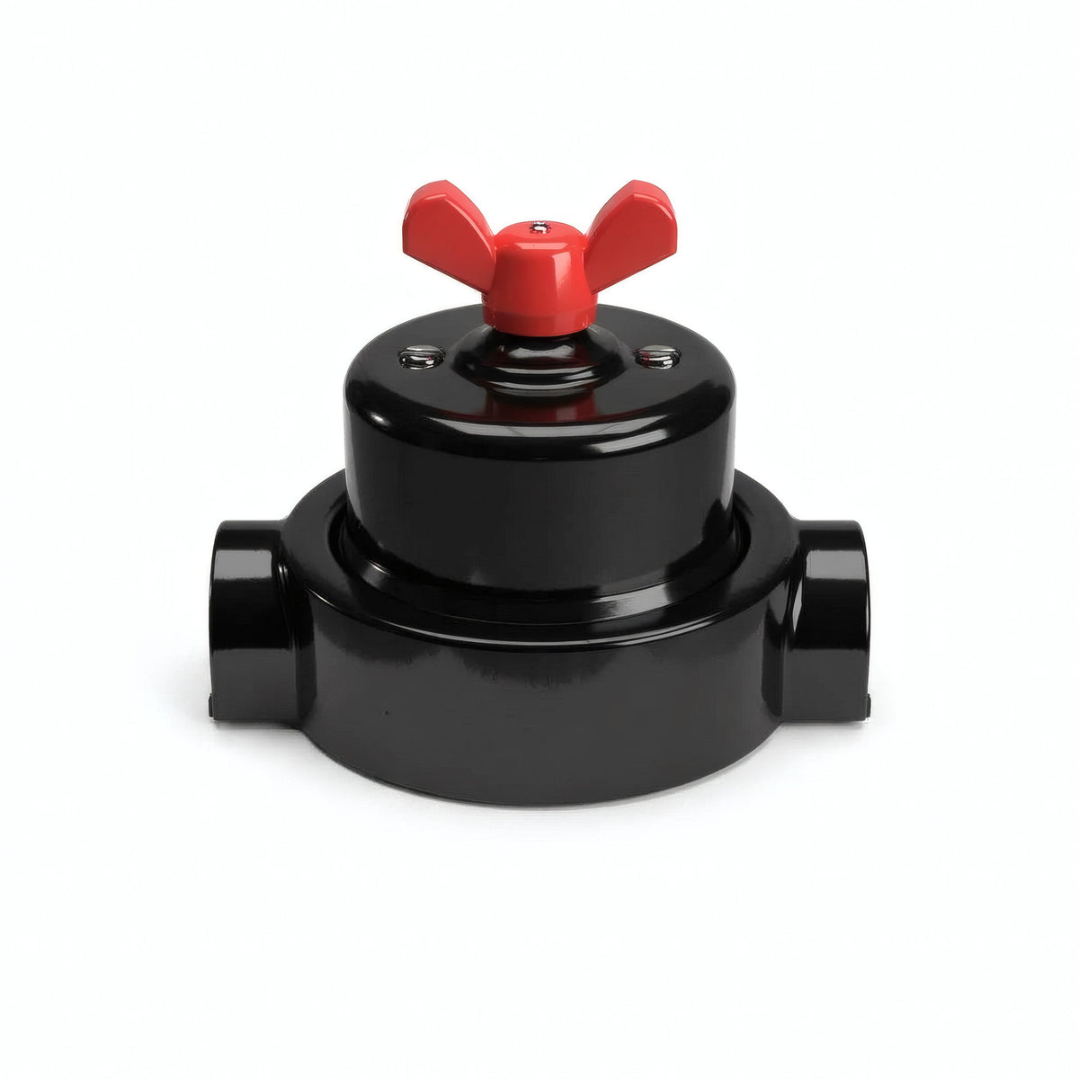 Kit conmutador de porcelana con tuerca de mariposa y base — Negro / Rojo / 2 salidas en línea
