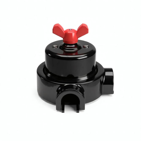 Kit conmutador de porcelana con tuerca de mariposa y base — Negro / Rojo / 2 salidas