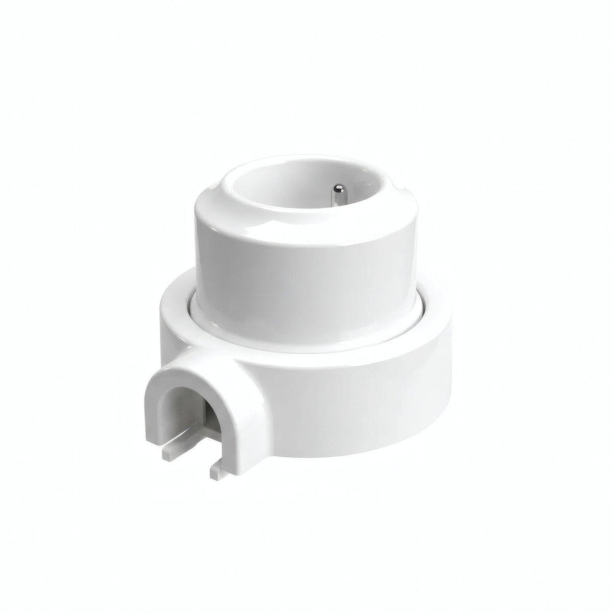 Kit toma de pared y base de porcelana — Francesa 2P+T 16 A / Blanco / 1 salida