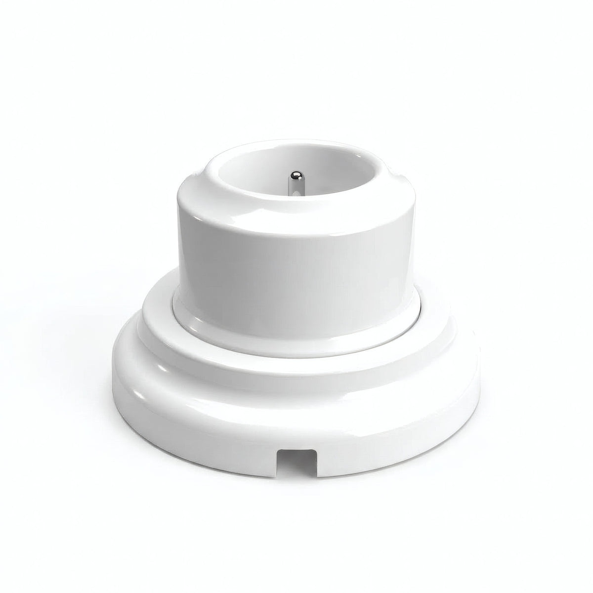 Kit toma de pared y base de porcelana — Francesa 2P+T 16 A / Blanco / Plana Ø 100 mm