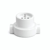 Kit toma de pared y base de porcelana — Francesa 2P+T 16 A / Blanco / 2 salidas en línea