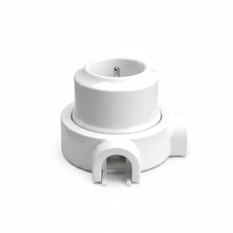 Kit toma de pared y base de porcelana — Francesa 2P+T 16 A / Blanco / 2 salidas
