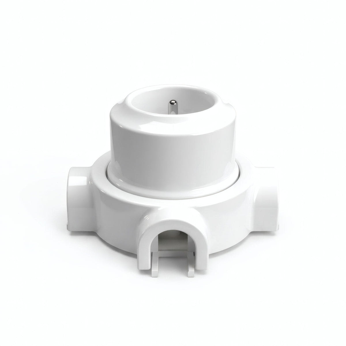 Kit toma de pared y base de porcelana — Francesa 2P+T 16 A / Blanco / 3 salidas