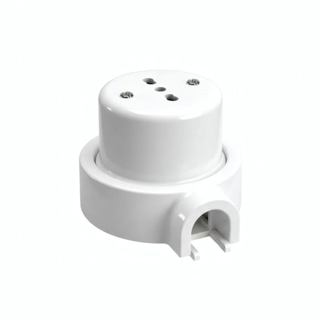 Kit toma de pared y base de porcelana — Italiana 2P+T 10/16 A / Blanco / 1 salida
