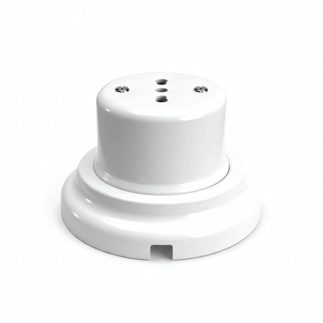 Kit toma de pared y base de porcelana — Italiana 2P+T 10/16 A / Blanco / Plana Ø 100 mm