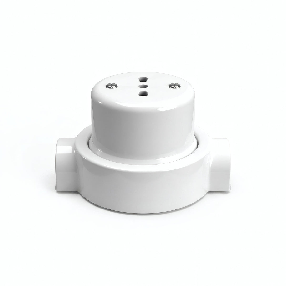 Kit toma de pared y base de porcelana — Italiana 2P+T 10/16 A / Blanco / 2 salidas en línea