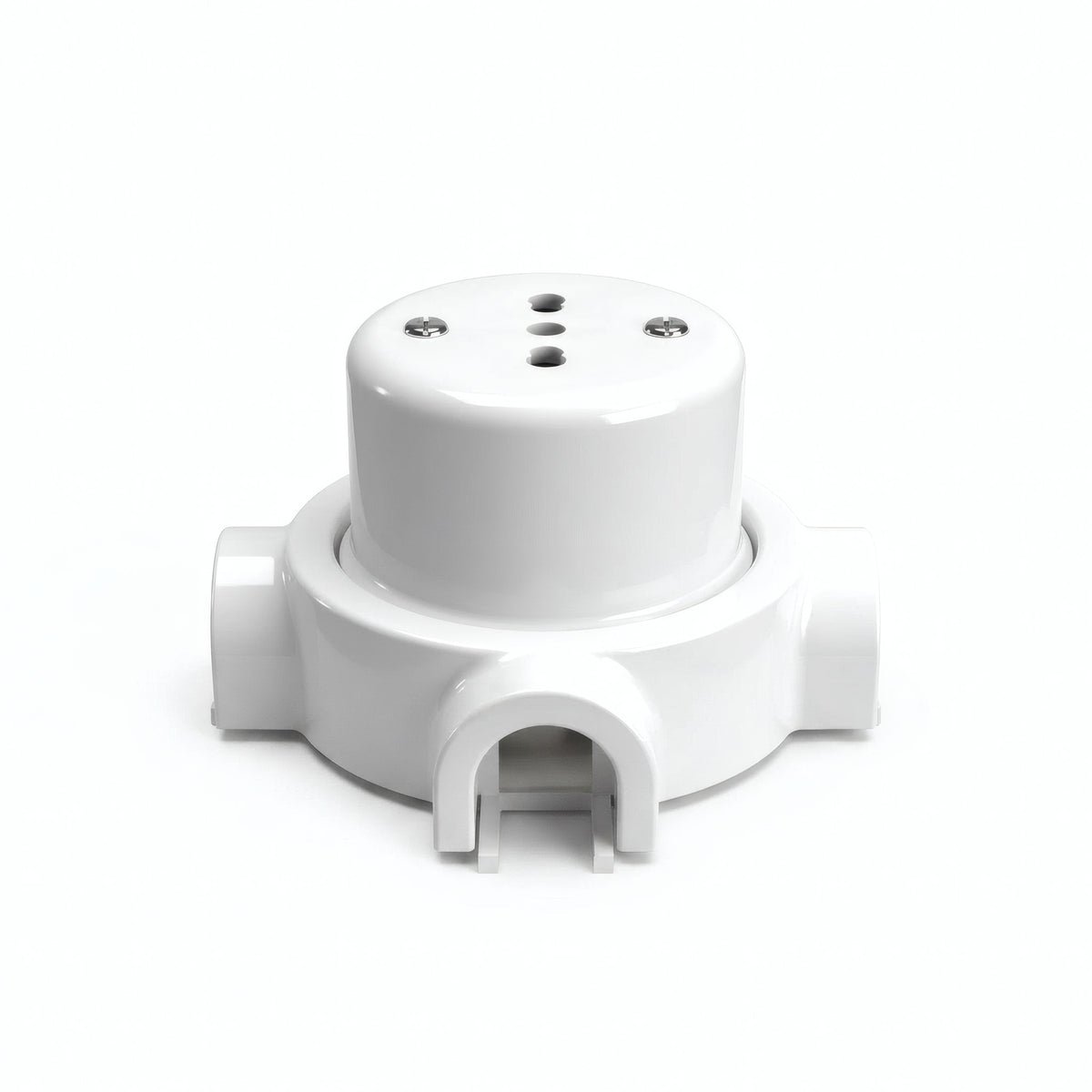 Kit toma de pared y base de porcelana — Italiana 2P+T 10/16 A / Blanco / 3 salidas