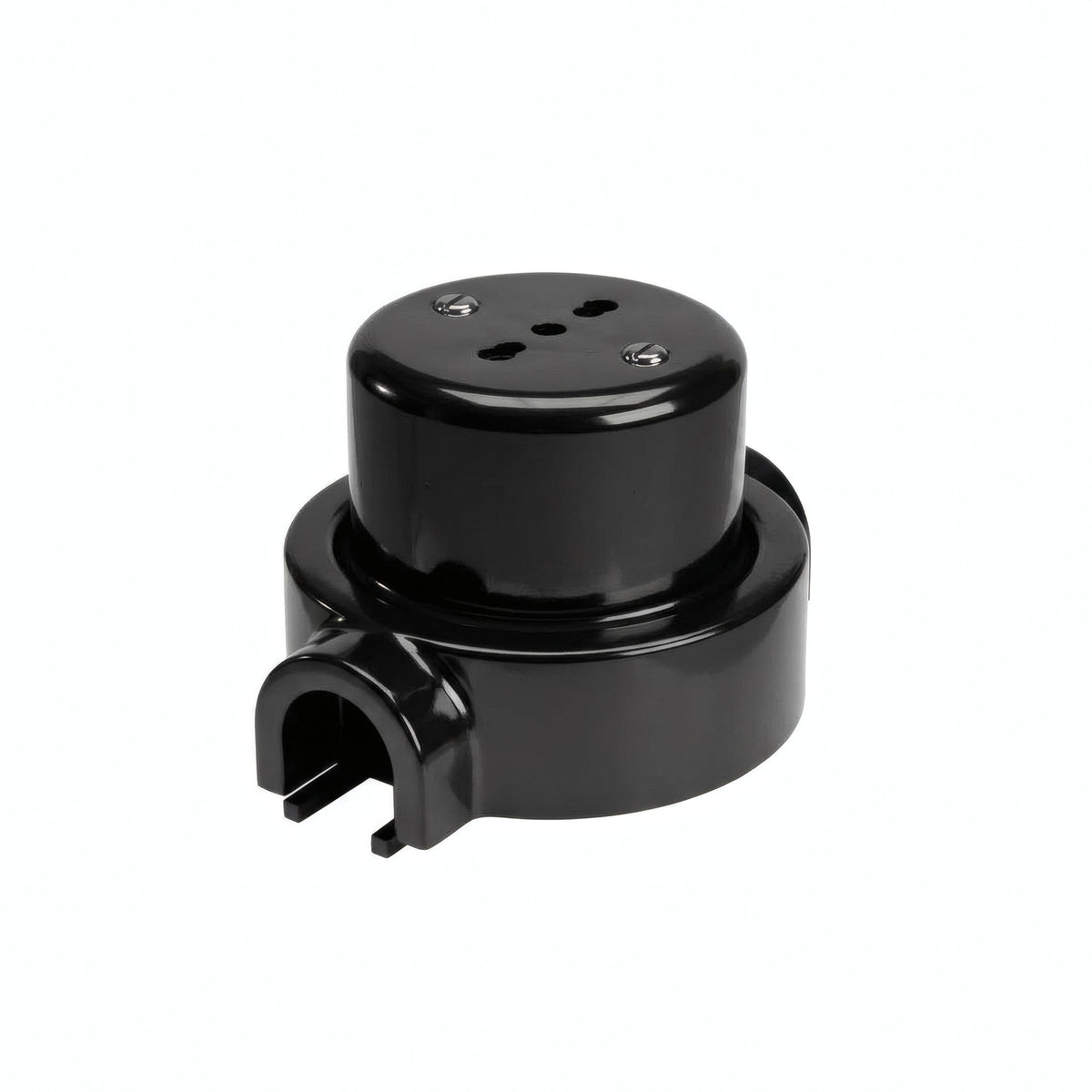 Kit toma de pared y base de porcelana — Italiana 2P+T 10/16 A / Negro / 1 salida