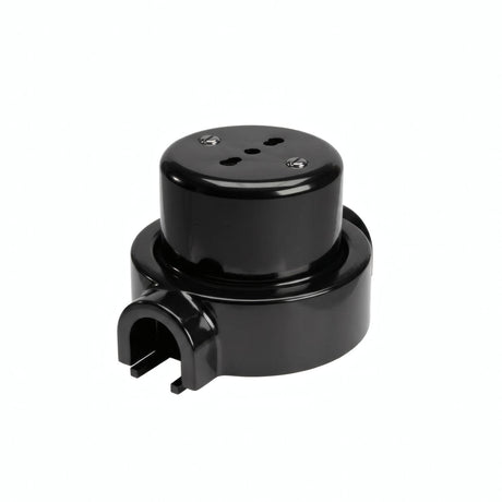 Kit toma de pared y base de porcelana — Italiana 2P+T 10/16 A / Negro / 1 salida