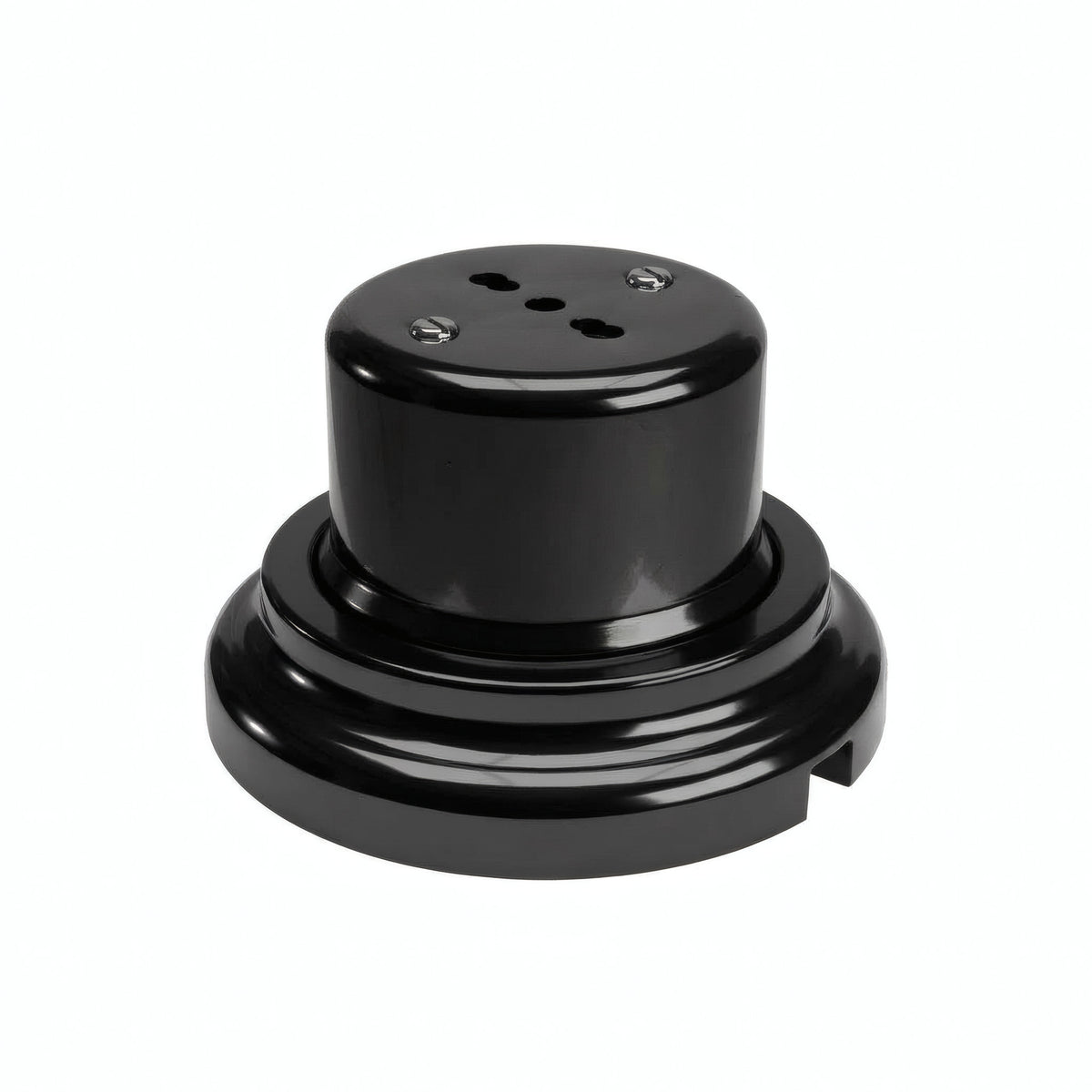 Kit toma de pared y base de porcelana — Italiana 2P+T 10/16 A / Negro / Plana Ø 100 mm
