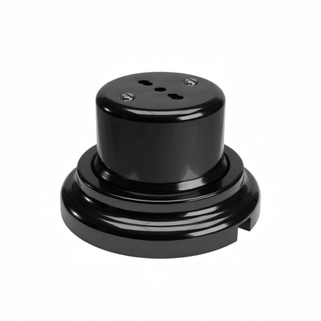 Kit toma de pared y base de porcelana — Italiana 2P+T 10/16 A / Negro / Plana Ø 100 mm