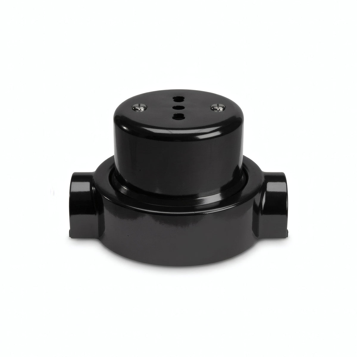 Kit toma de pared y base de porcelana — Italiana 2P+T 10/16 A / Negro / 2 salidas en línea