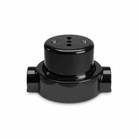 Kit toma de pared y base de porcelana — Italiana 2P+T 10/16 A / Negro / 2 salidas en línea
