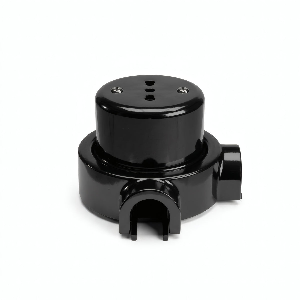 Kit toma de pared y base de porcelana — Italiana 2P+T 10/16 A / Negro / 2 salidas