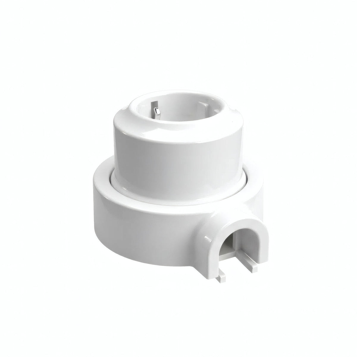Kit toma de pared y base de porcelana — Schuko 2P+T 16 A / Blanco / 1 salida