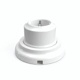 Kit toma de pared y base de porcelana — Schuko 2P+T 16 A / Blanco / Plana Ø 100 mm